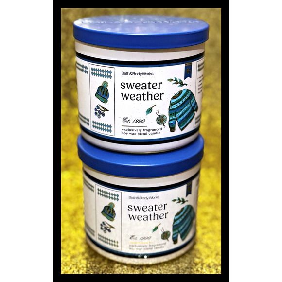 Lot of 2 Bath & Body Works Sweater Weather Large 3-Wick Scented Candle 14.5oz - Picture 1 of 4